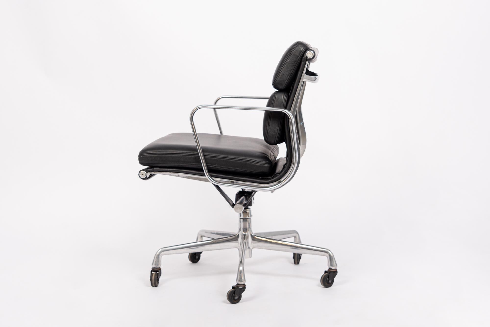 Contemporary Original Mid Century Black Leather Office Chair by Eames for Herman Miller For Sale