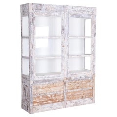 Original Mid-Century Bookcase , Spruce and Glass, Provence Style, France, 1960s