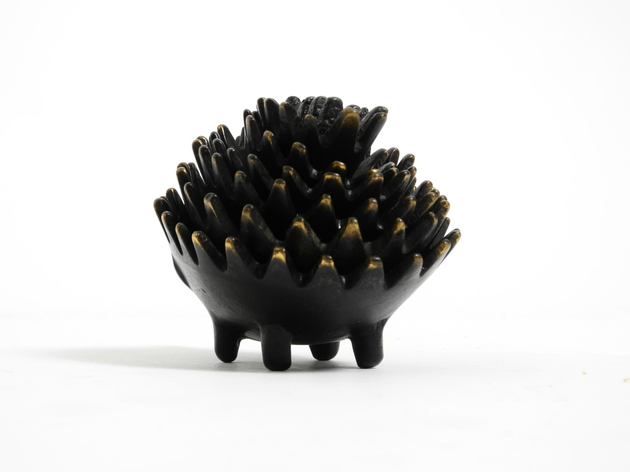 Original Mid Century brass hedgehog ashtray by Walter Bosse for Herta Baller For Sale 7
