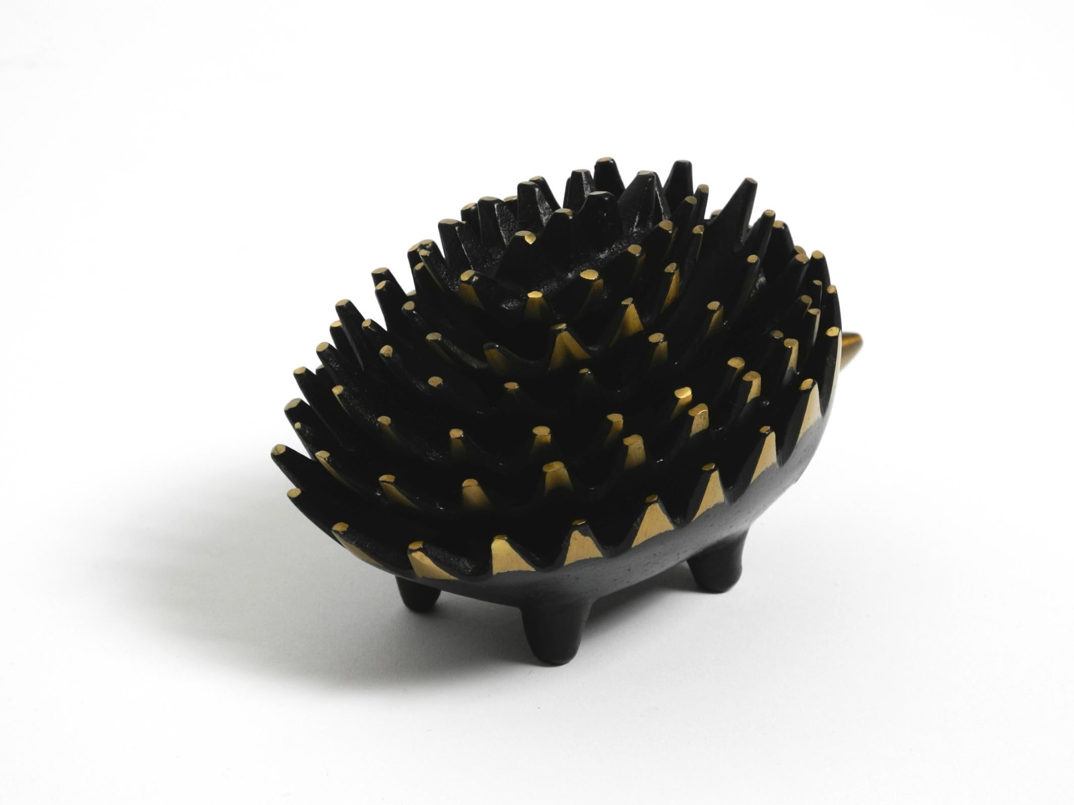 Brass Original Mid Century brass hedgehog ashtray by Walter Bosse for Herta Baller