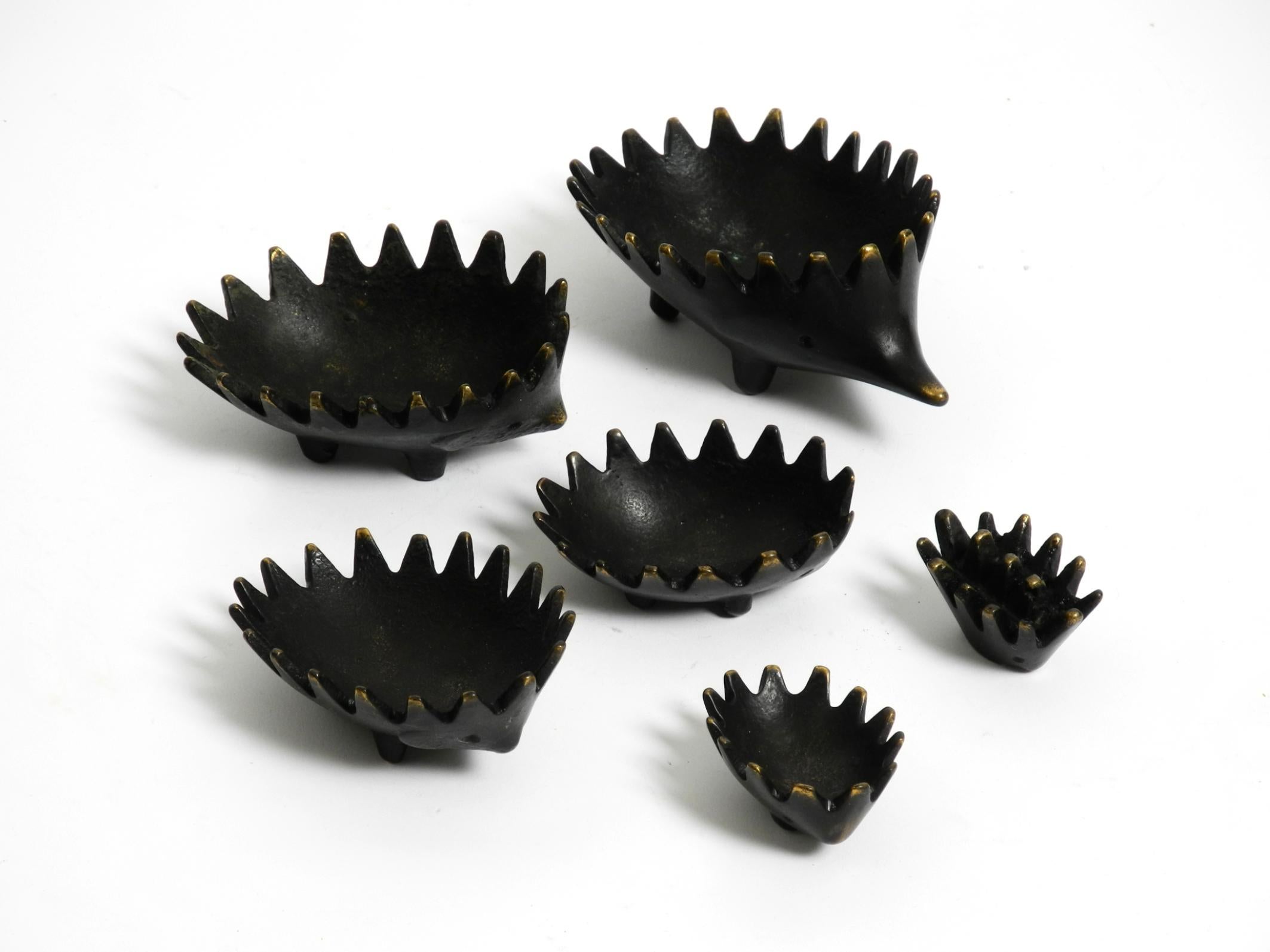 Original Mid Century brass hedgehog ashtray by Walter Bosse for Herta Baller For Sale 1
