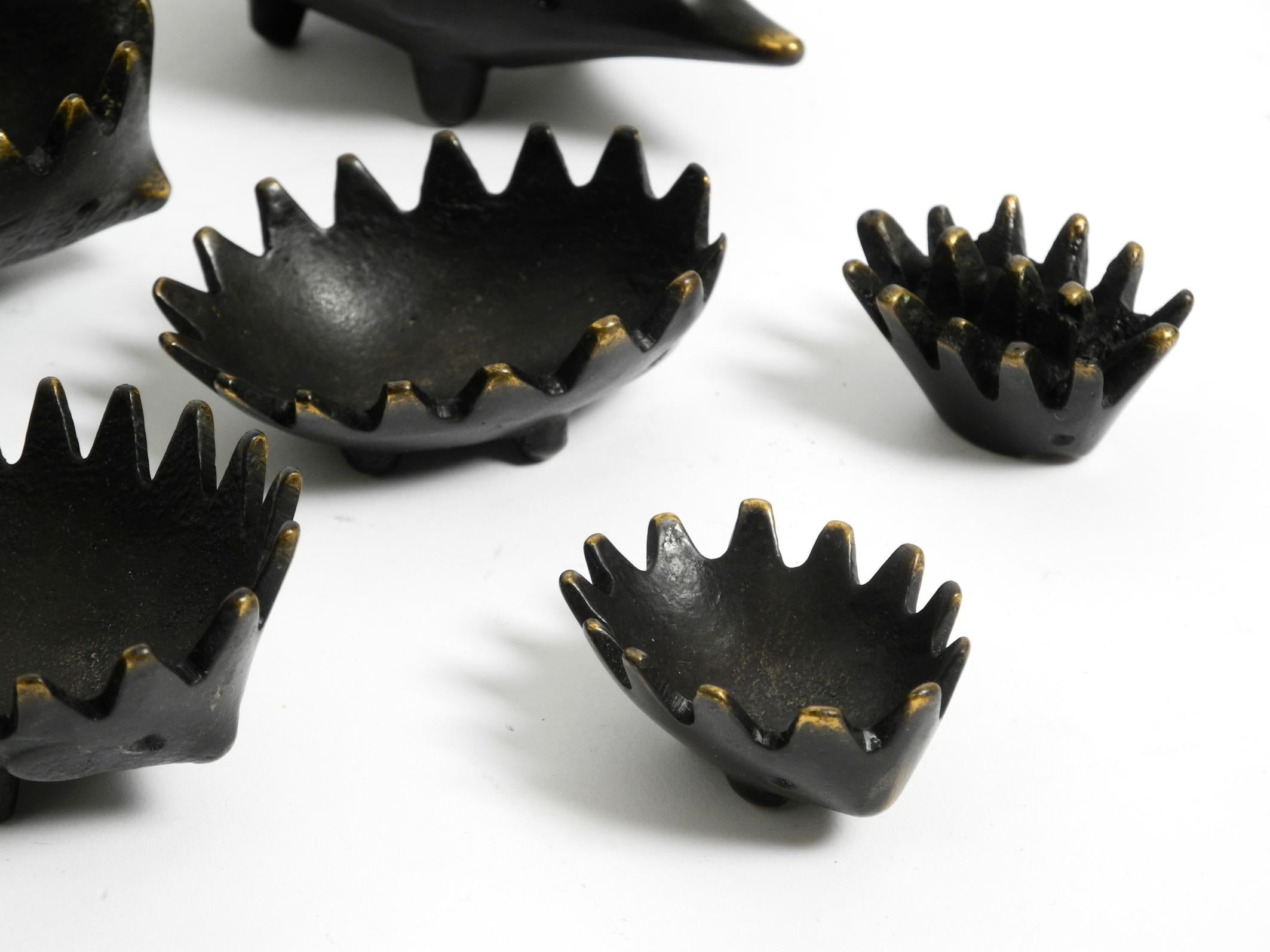 Original Mid Century brass hedgehog ashtray by Walter Bosse for Herta Baller For Sale 2
