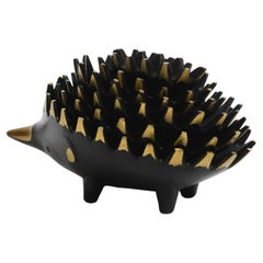Original Mid Century brass hedgehog ashtray by Walter Bosse for Herta Baller