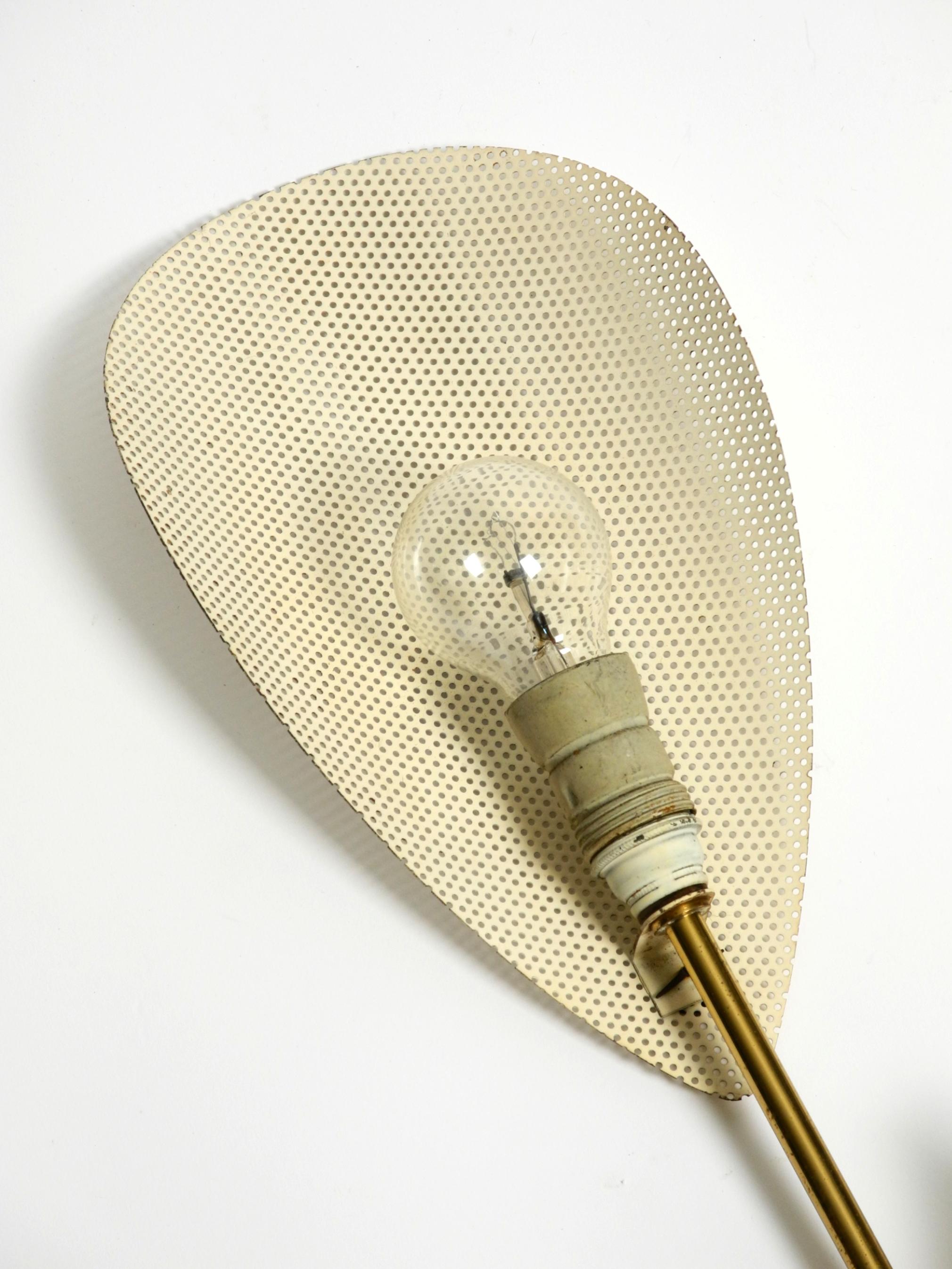 Original Mid Century brass wall lamp with perforated metal sheet lampshades For Sale 5