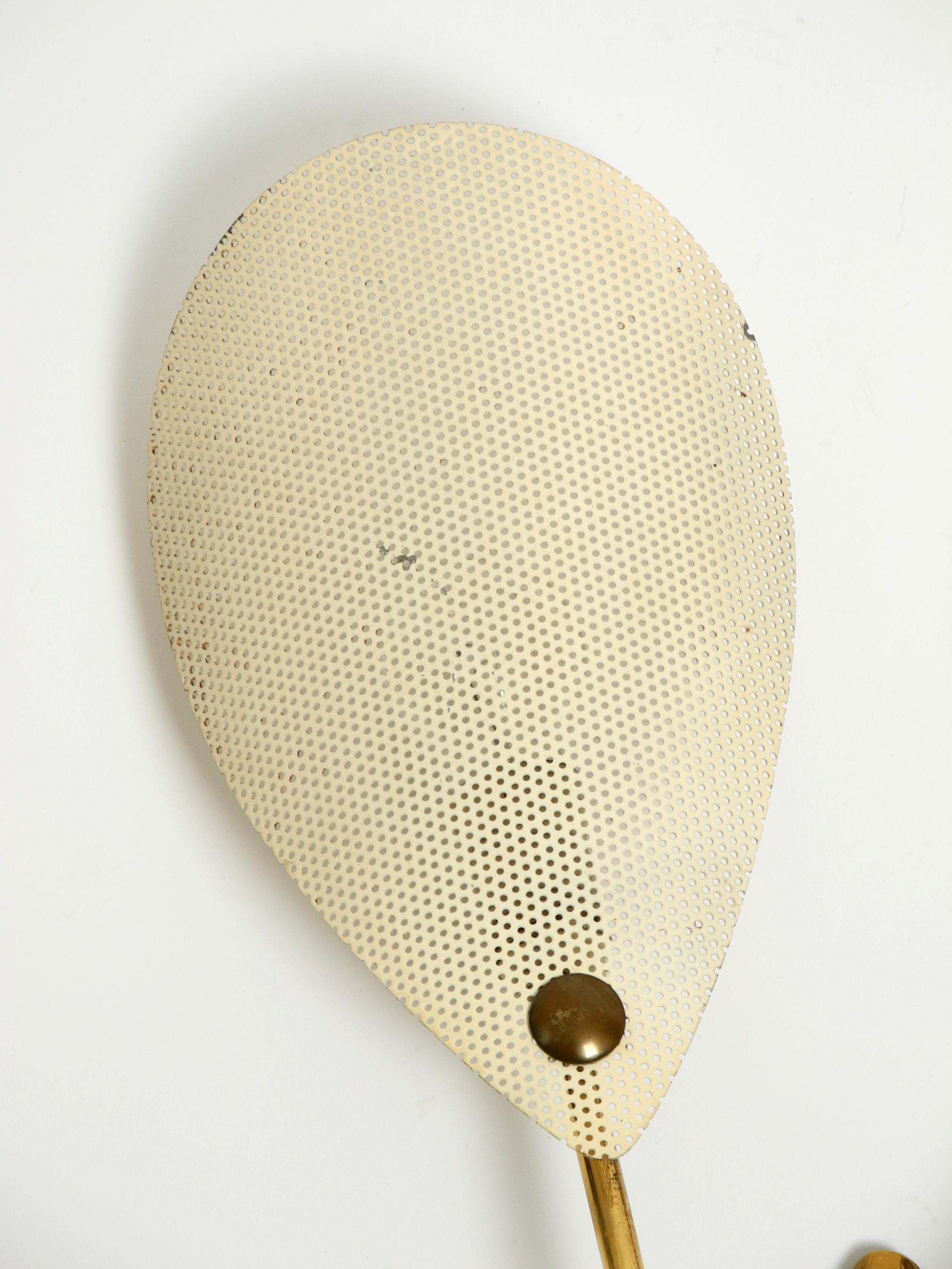 Original Mid Century brass wall lamp with perforated metal sheet lampshades For Sale 6