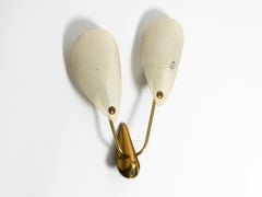 Original Mid Century brass wall lamp with perforated metal sheet lampshades