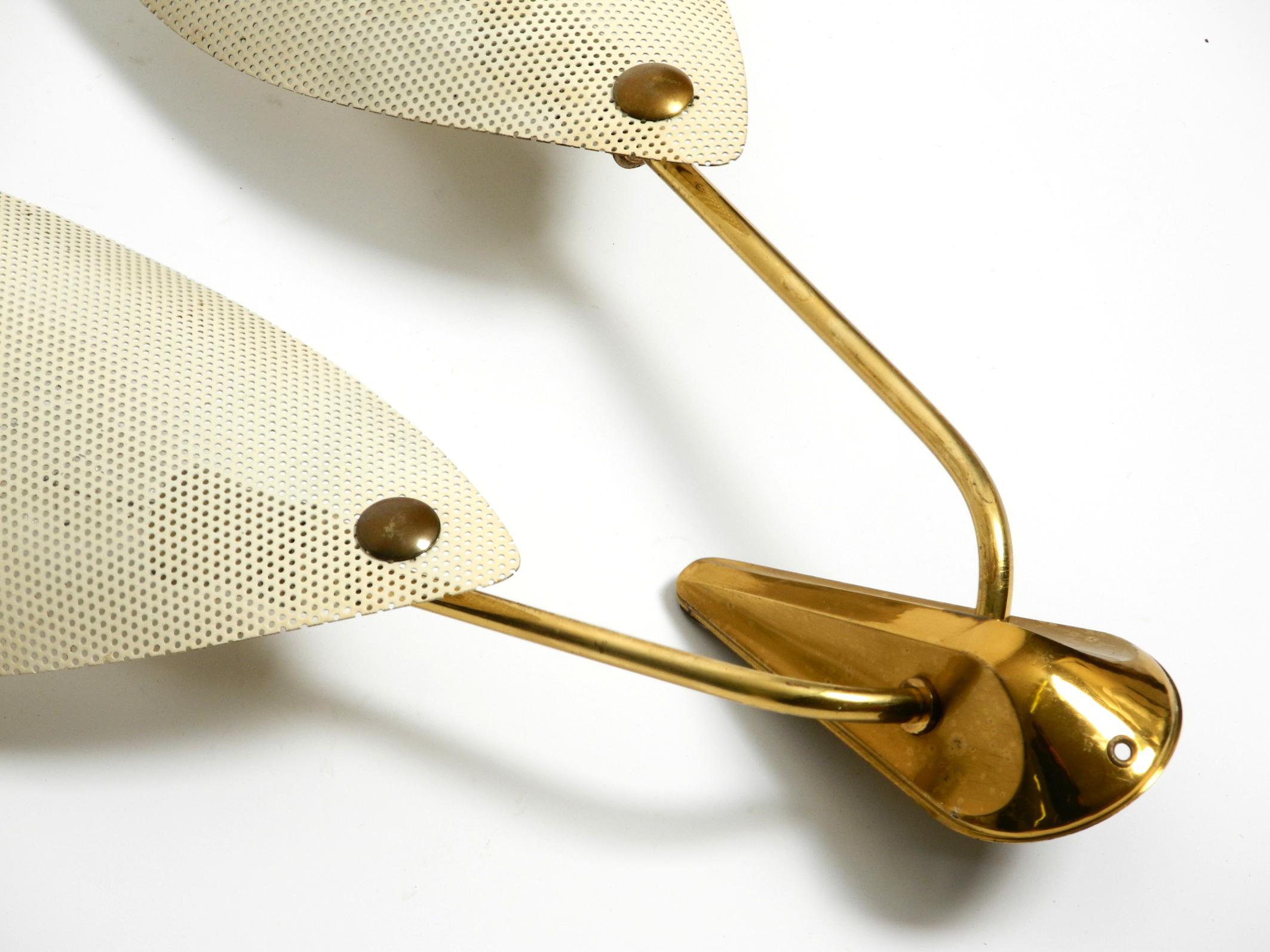 Mid-20th Century Original Mid Century brass wall lamp with perforated metal sheet lampshades For Sale