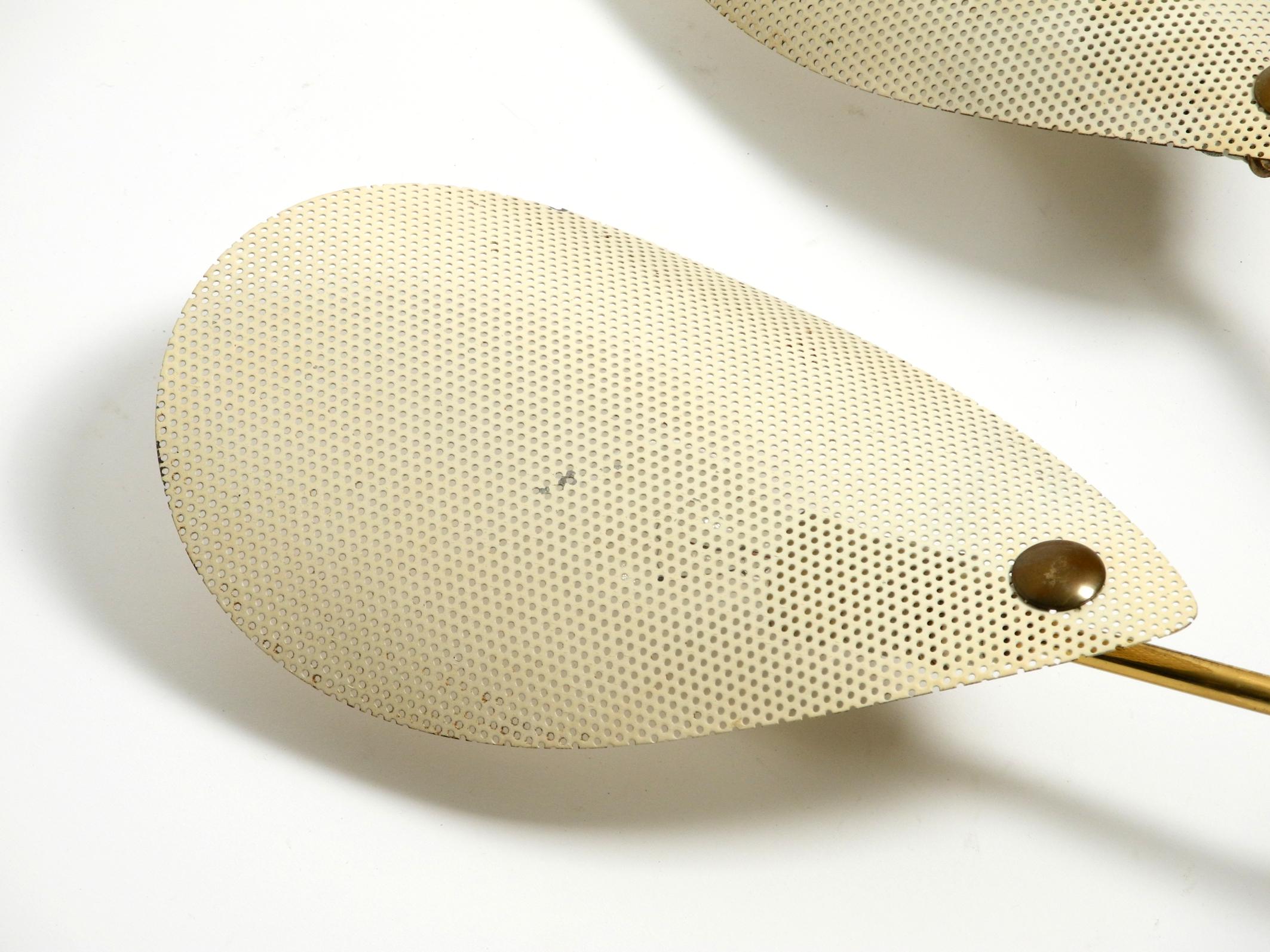 Metal Original Mid Century brass wall lamp with perforated metal sheet lampshades For Sale