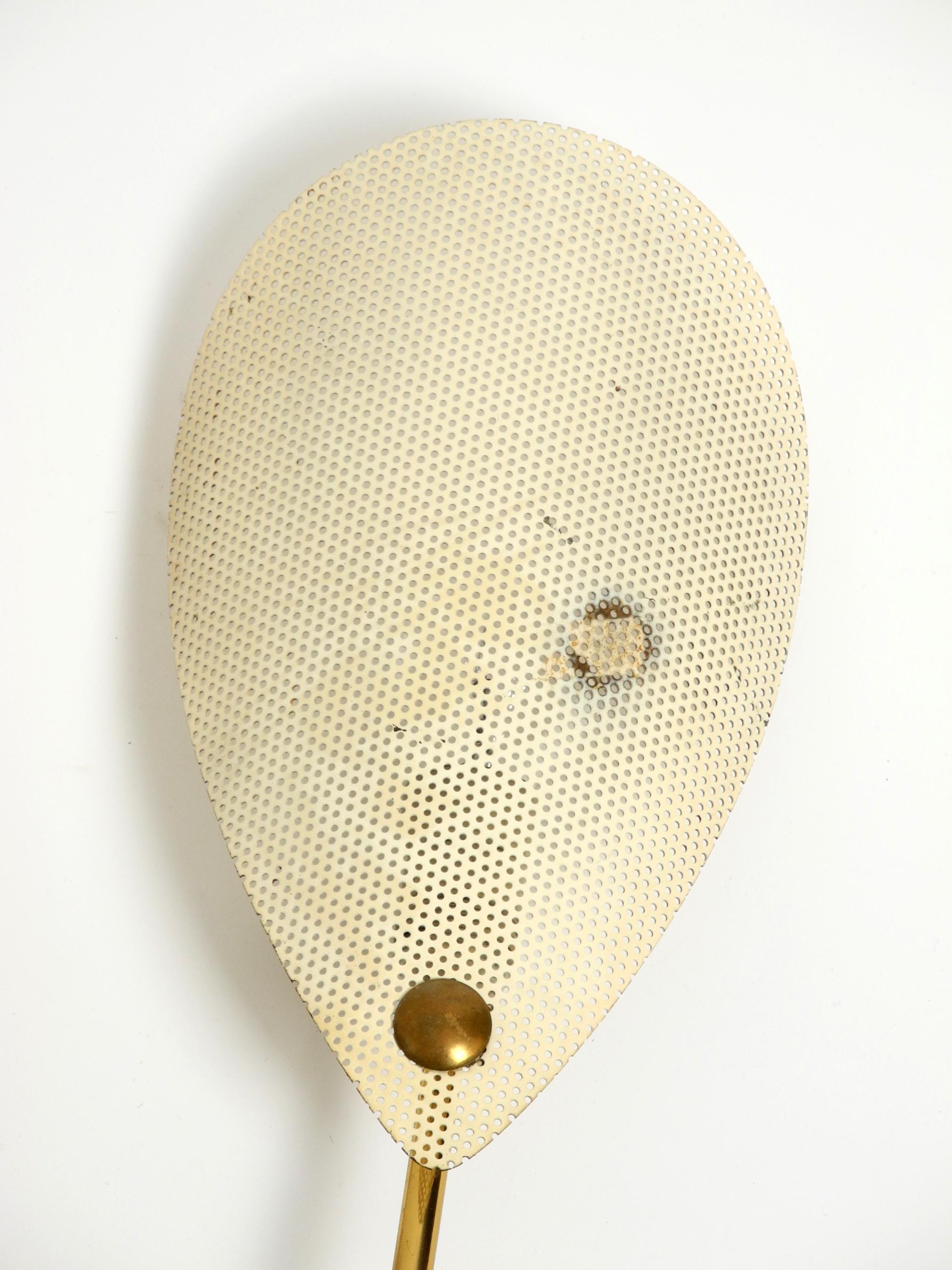 Original Mid Century brass wall lamp with perforated metal sheet lampshades For Sale 1