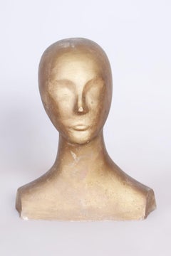 Original-Büste aus der Mitte des Jahrhunderts, patinierter Gips, gut erhalten, tschechisch, 1960er Jahre