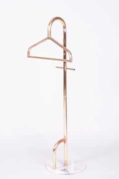 Original Mid-Century Clothes Valet Stand, Brass, Marble, France, 1960s