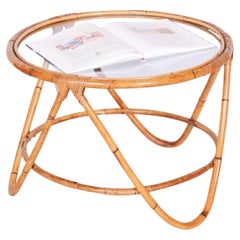 Table basse originale du milieu du siècle dernier, par Alan Fuchs, rotin, tchèque, années 1940