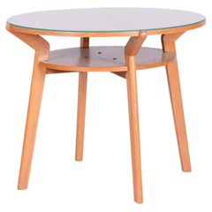 Table basse originale du milieu du siècle, signée Jitona Soběslav, Oak et verre, République tchèque, années 1950