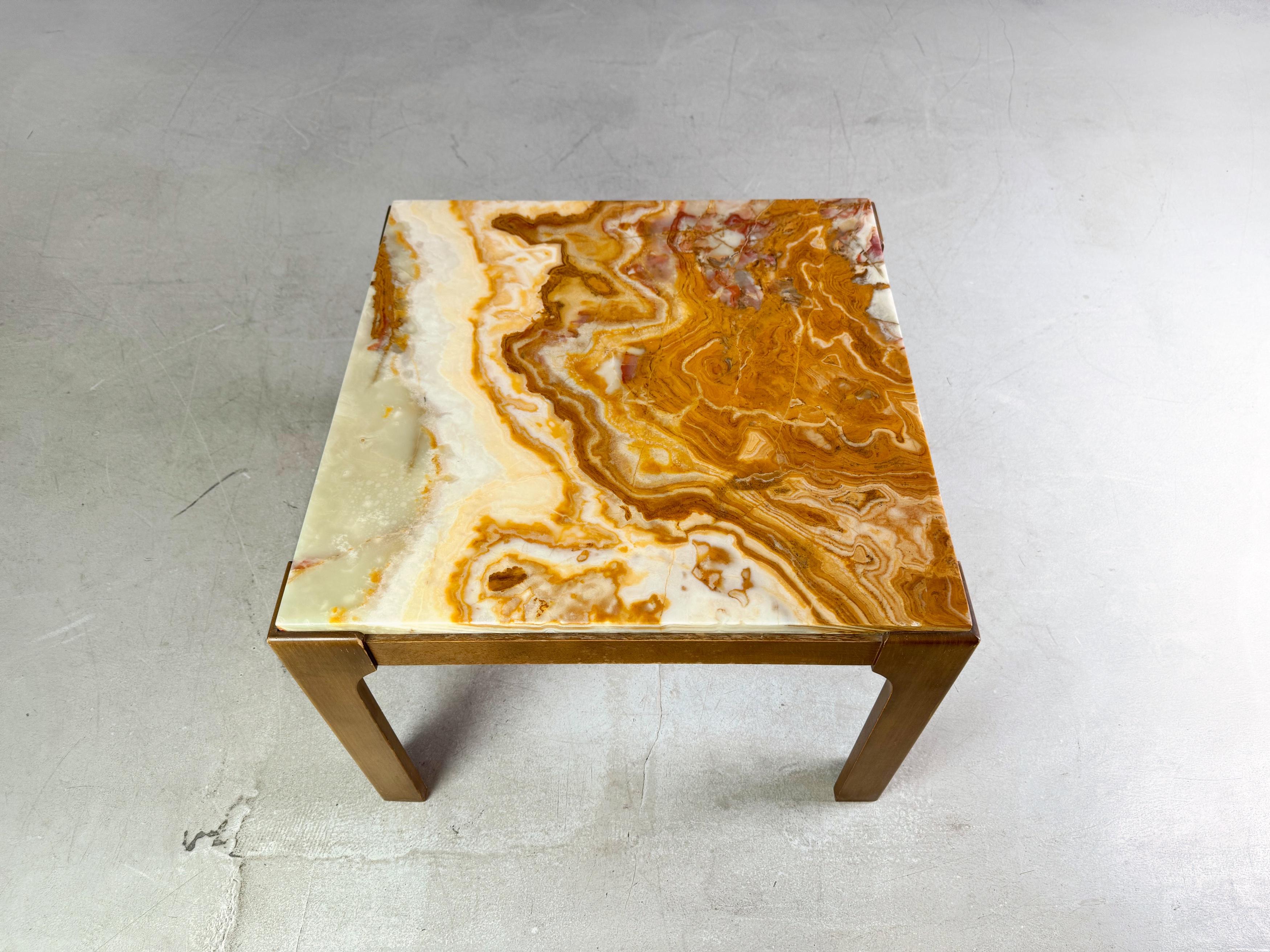 Marbre Original Mid Century Couchtisch Marmor Eiche Beistelltisch 1970er en vente