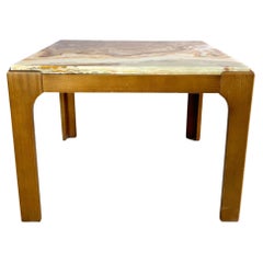 Original Mid Century Couchtisch Marmor Eiche Beistelltisch 1970er