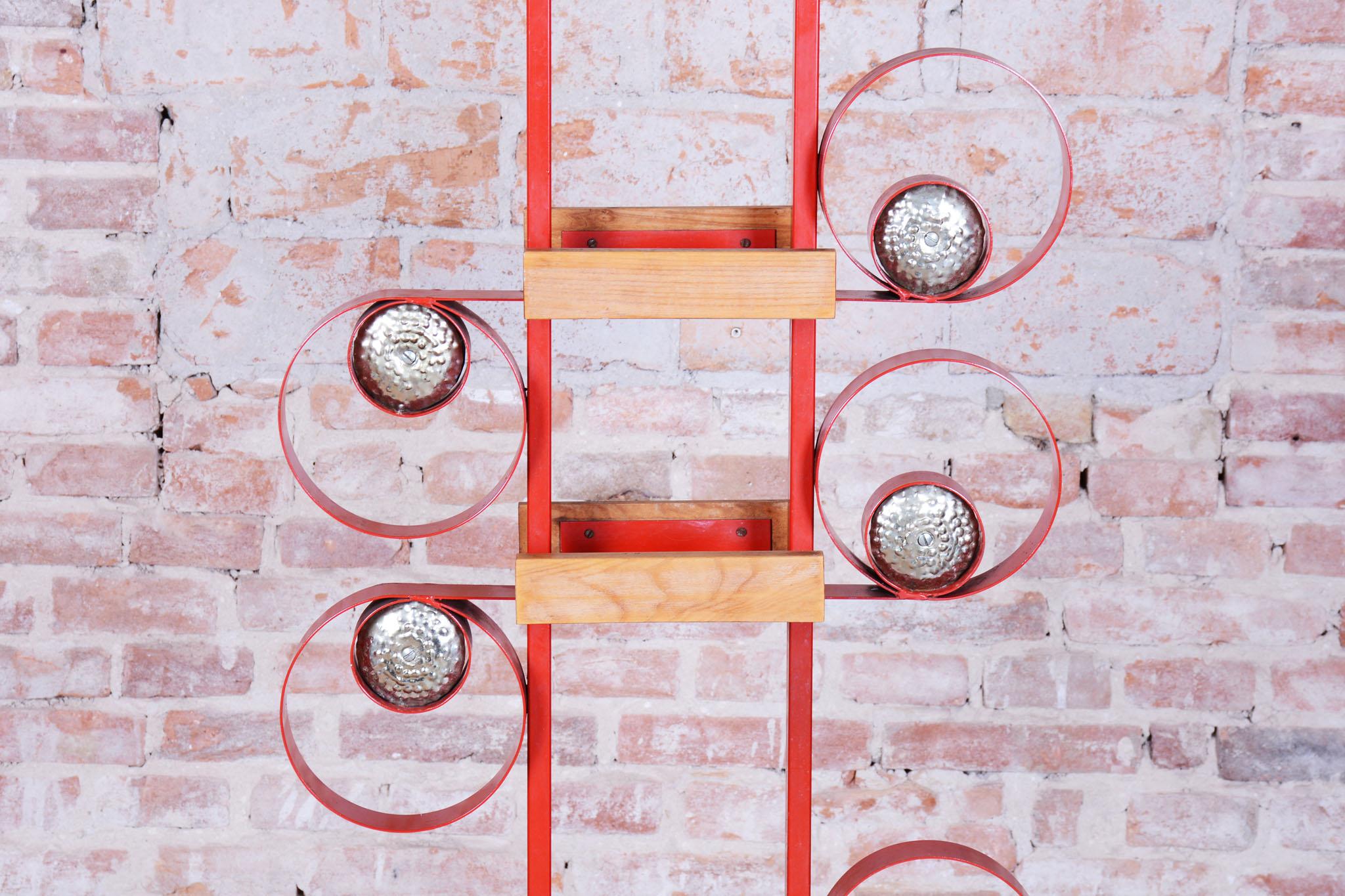Original Mid-Century Decorative Wall, Brass, Paint, Lacquer, Czech, 1950s For Sale 6