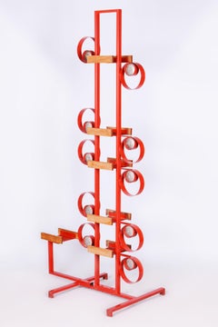 Original Mid-Century Decorative Wall, Brass, Paint, Lacquer, Czech, 1950s