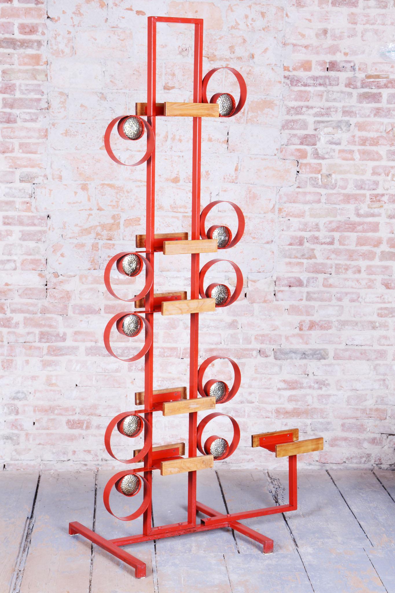 Mid-Century Modern Original Mid-Century Decorative Wall, Brass, Paint, Lacquer, Czech, 1950s For Sale
