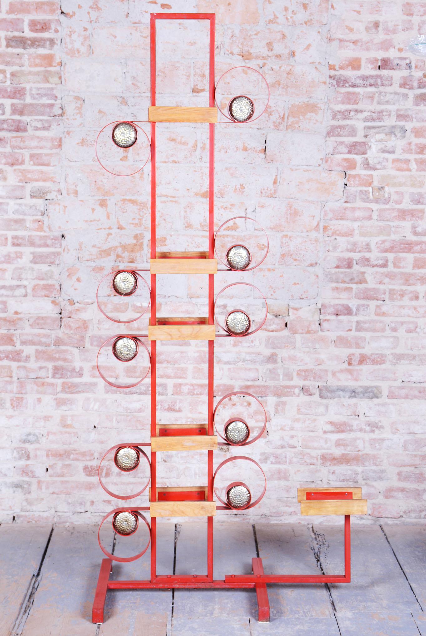 Original Mid-Century Decorative Wall, Brass, Paint, Lacquer, Czech, 1950s In Good Condition For Sale In Brandys nad Labem, Středočeský kraj