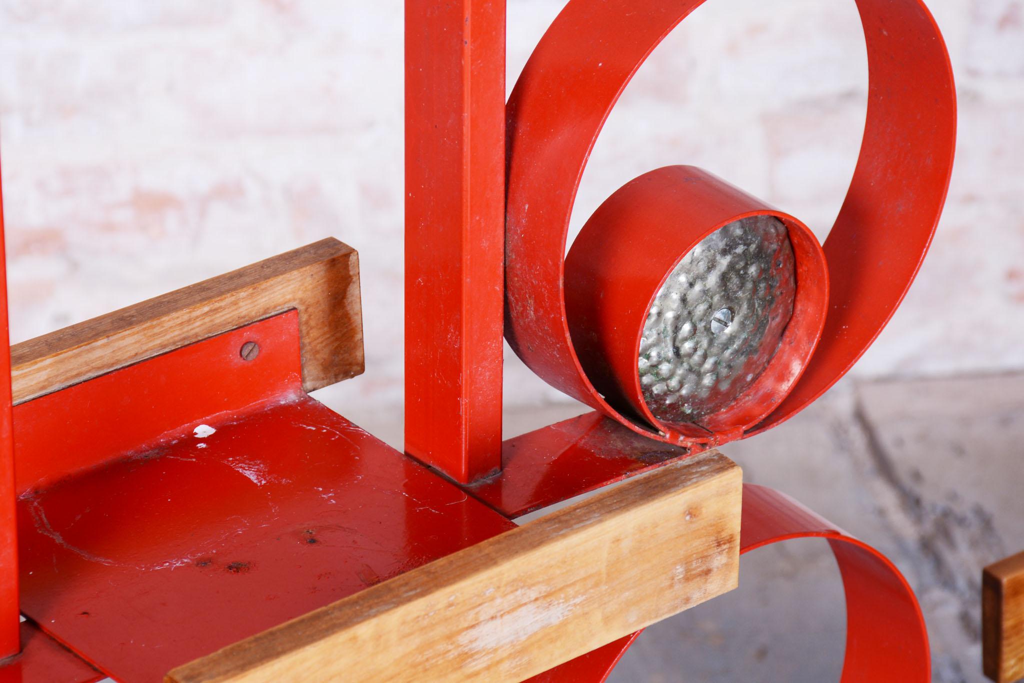 Original Mid-Century Decorative Wall, Brass, Paint, Lacquer, Czech, 1950s For Sale 2