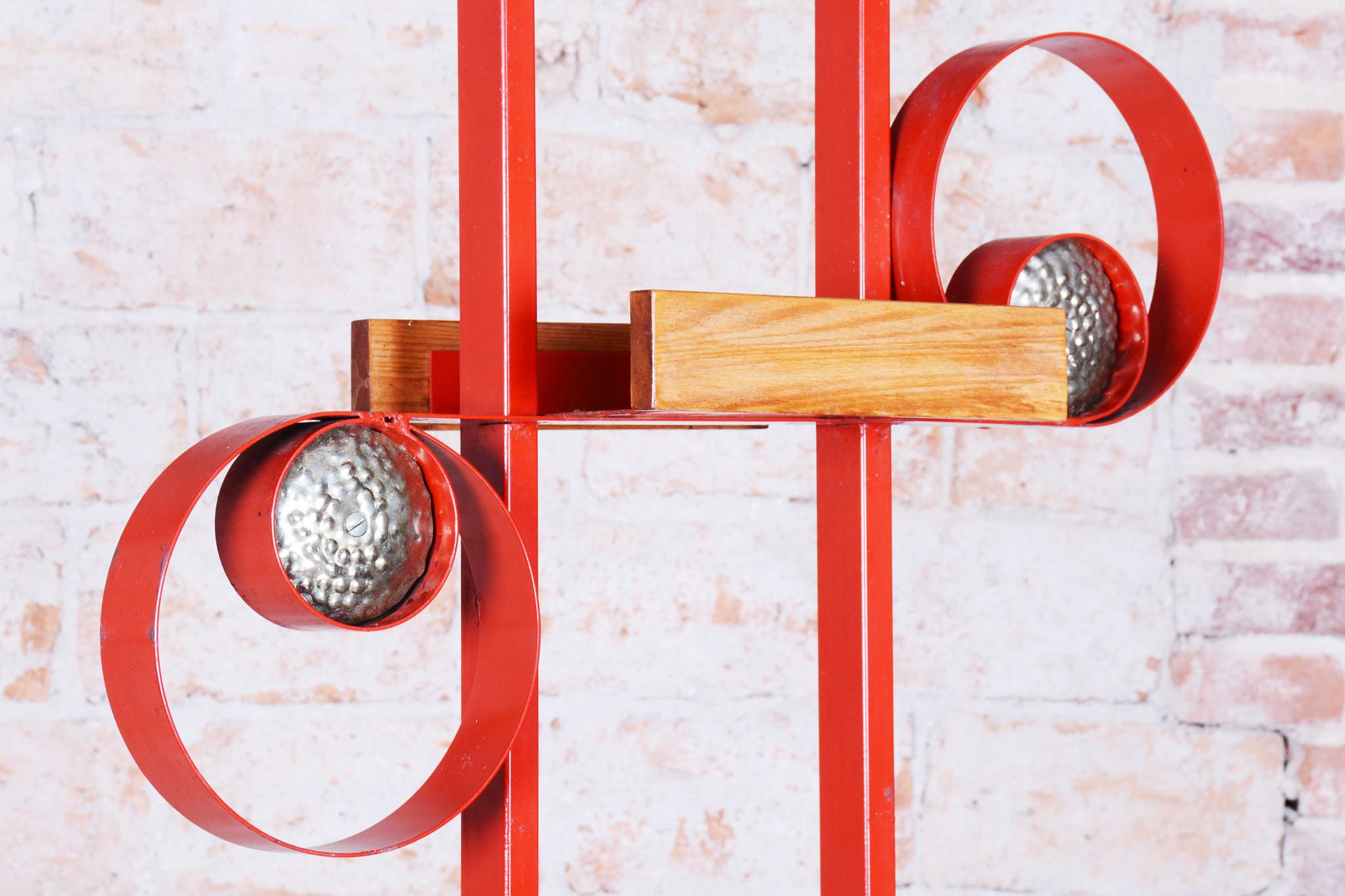 Original Mid-Century Decorative Wall, Brass, Paint, Lacquer, Czech, 1950s For Sale 3