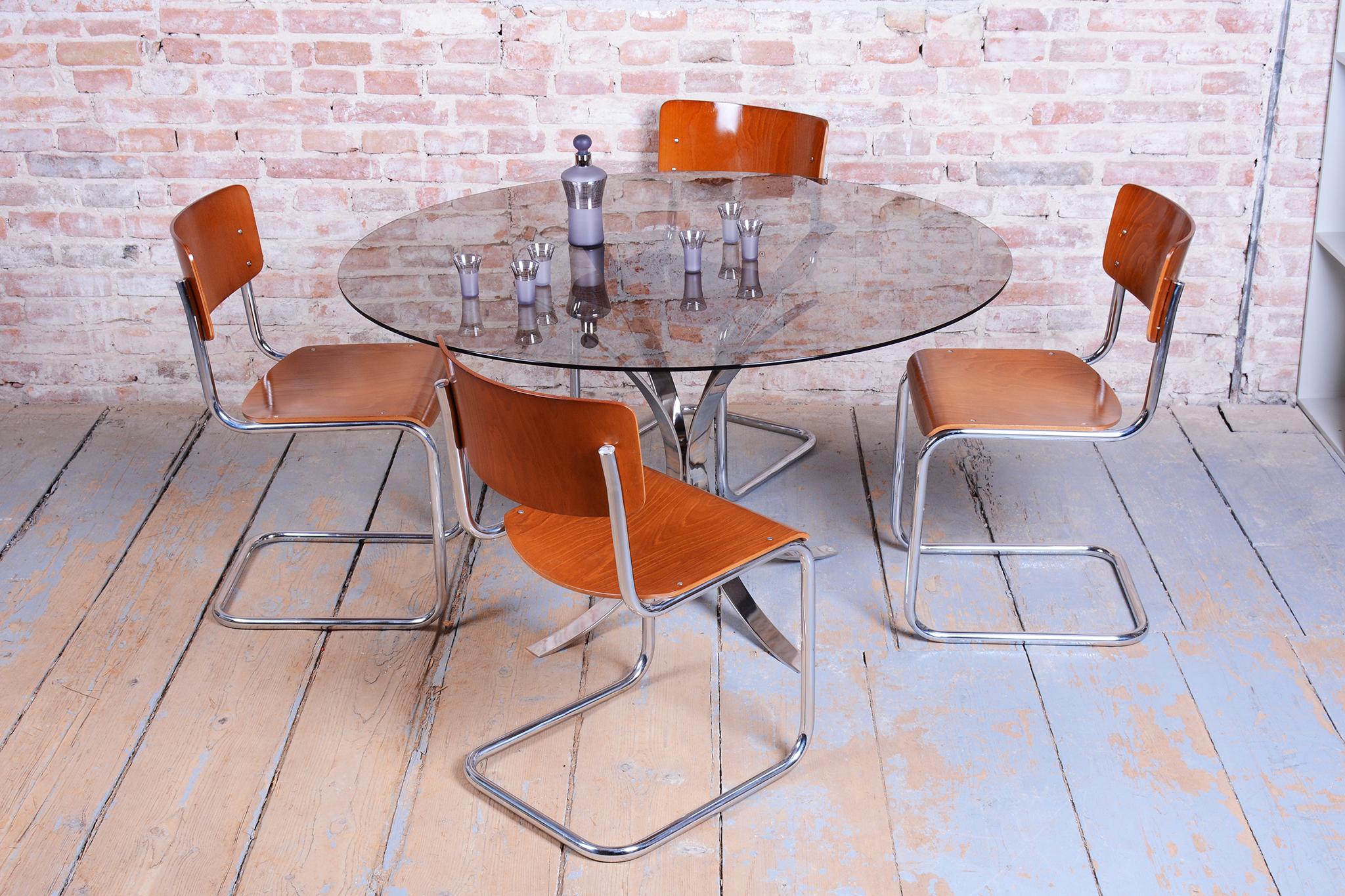 Original Mid-Century DInig Table, by O. Borsani, Chrome, Glass, Italy, 1960s For Sale 4