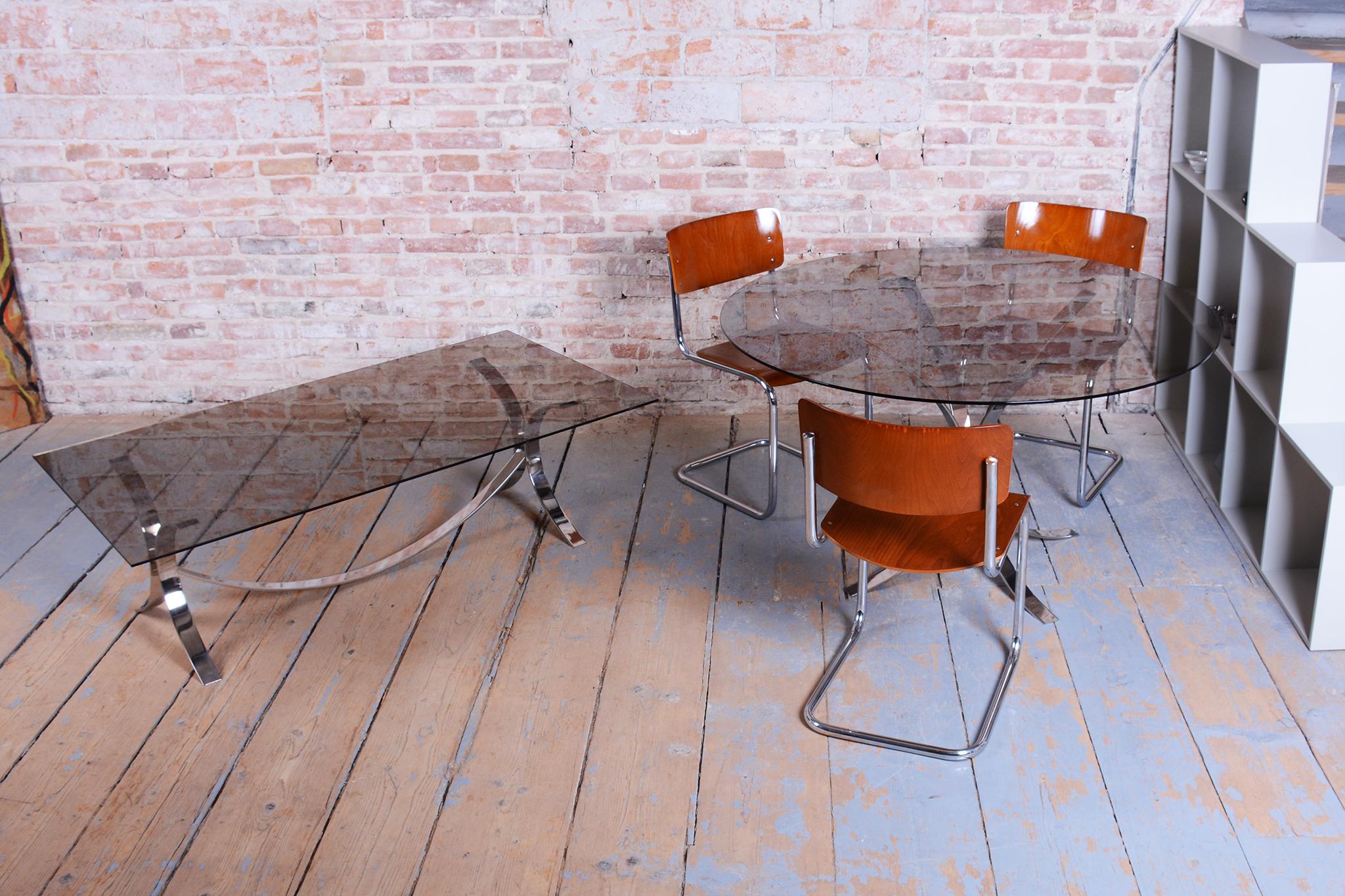 Original Mid-Century DInig Table, by O. Borsani, Chrome, Glass, Italy, 1960s For Sale 6