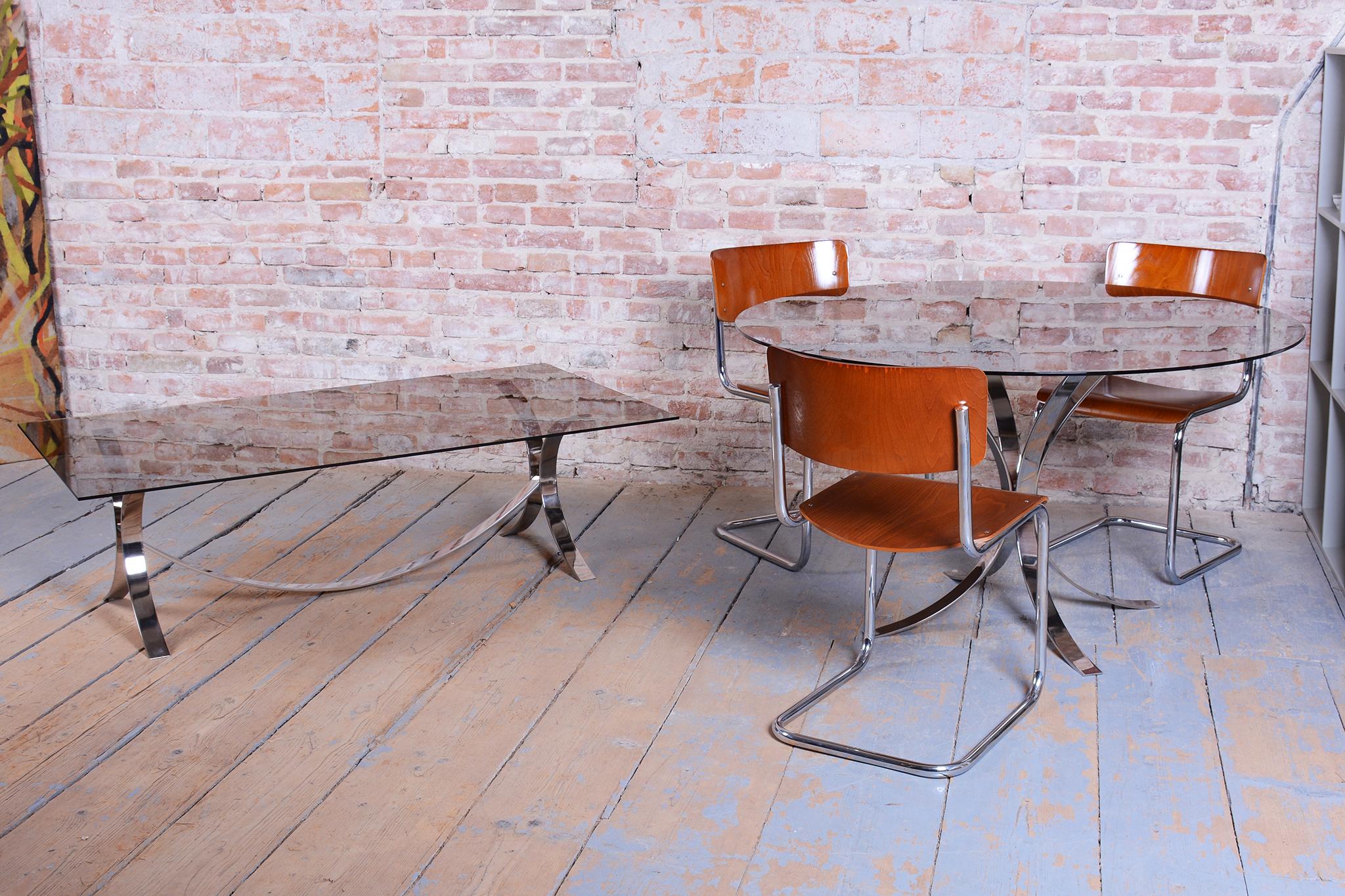 Original Mid-Century DInig Table, by O. Borsani, Chrome, Glass, Italy, 1960s For Sale 7