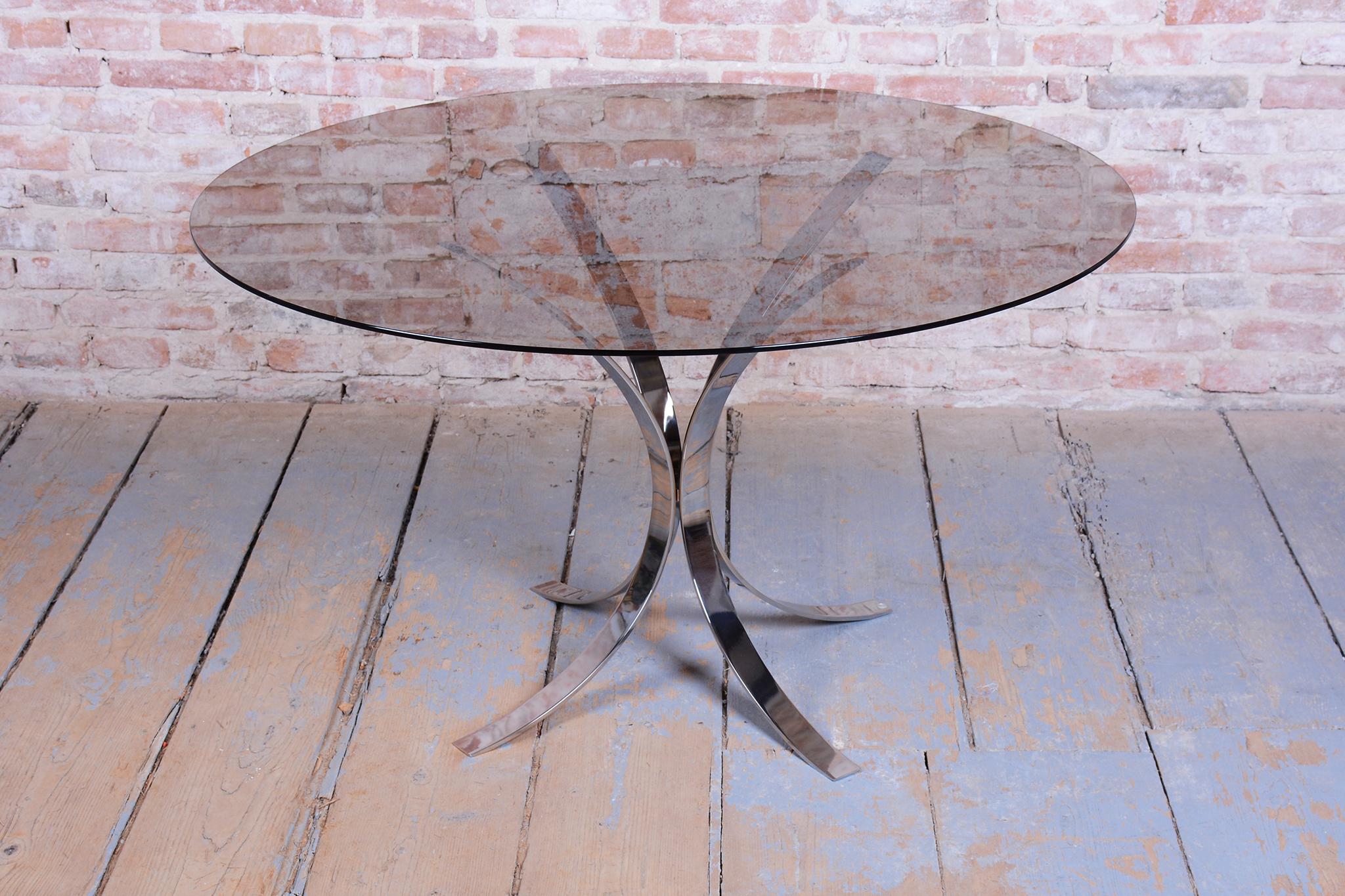 Mid-Century Modern Original Mid-Century DInig Table, by O. Borsani, Chrome, Glass, Italy, 1960s For Sale