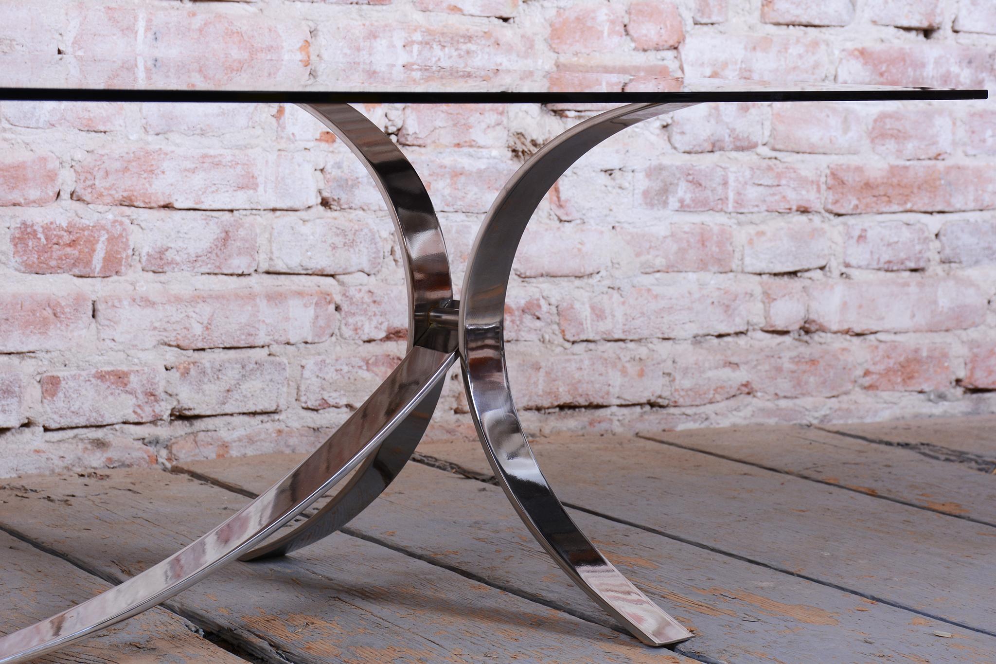 Original Mid-Century DInig Table, by O. Borsani, Chrome, Glass, Italy, 1960s Bon état - En vente à Brandys nad Labem, Středočeský kraj