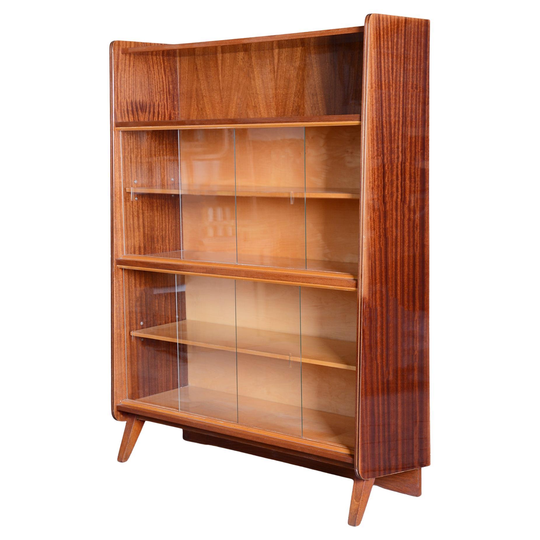 Original Mid-Century Display Cabinet, by Nový Domov, Mahogany, Czech, 1950s