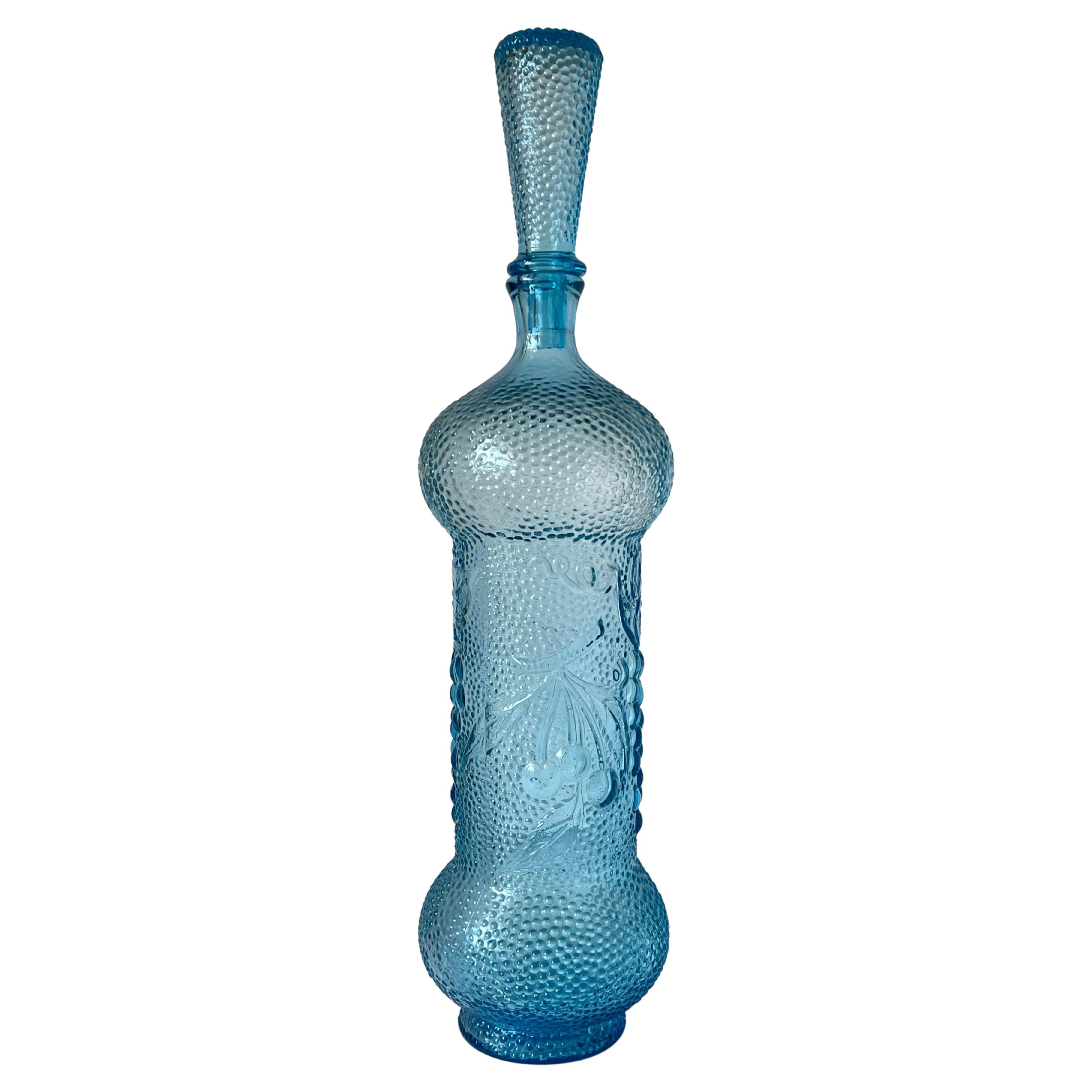 Originale carafe Genie en verre Empoli du milieu du siècle avec bouchon