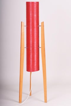 Original Mid-Century Floor Lamp, by Novoplast Sereď, Beech, Czech, 1960s