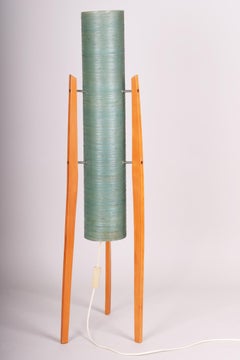 Original Mid-Century Floor Lamp, by Novoplast Sereď, Beech, Czech, 1960s