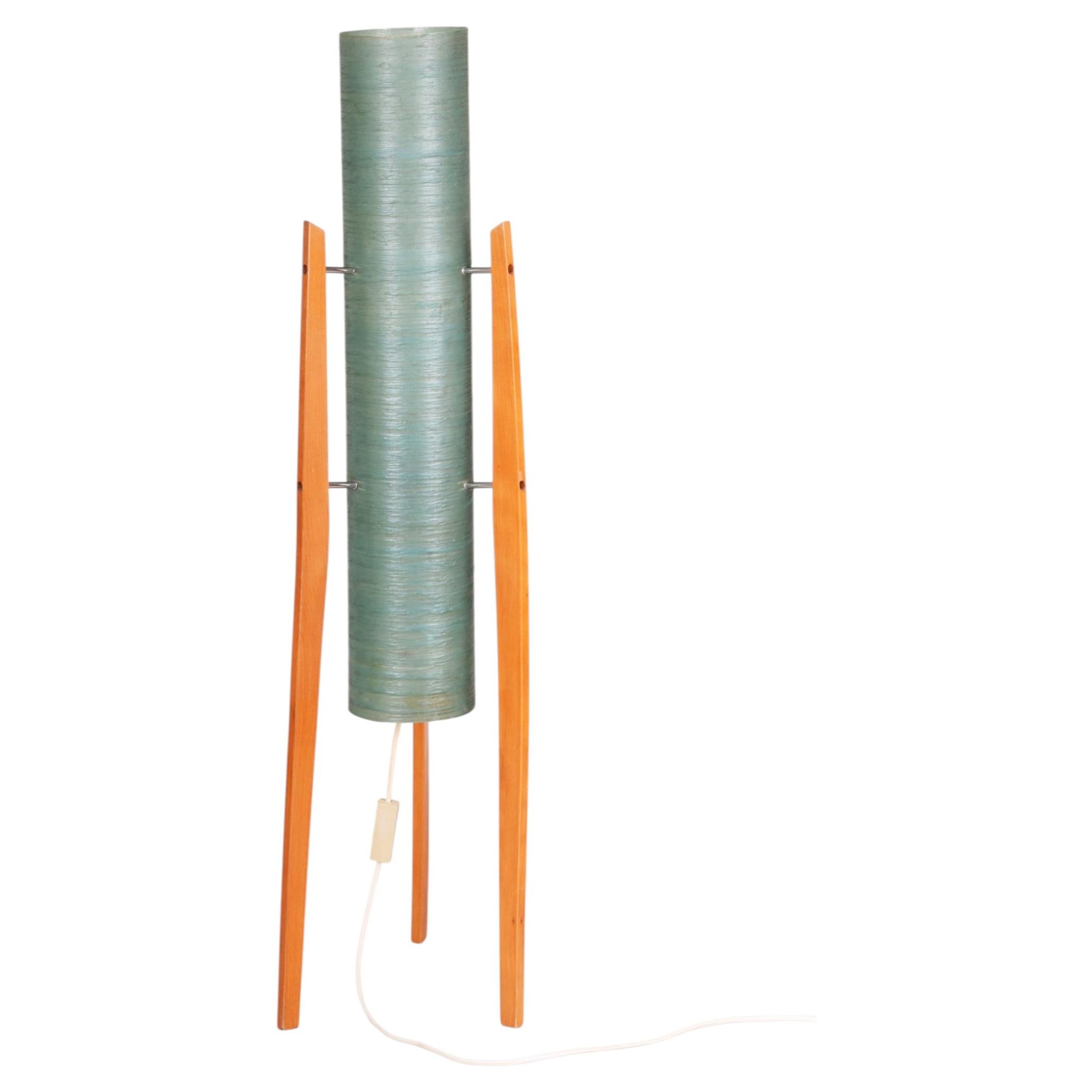 Original Mid-Century Floor Lamp, by Novoplast Sereď, Beech, Czech, 1960s For Sale