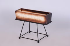 Original Mid Century Flower Pot with Stand, Ceramic, Steel, Czech, 1960s