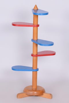 Original Mid-Century Flower Stand, Beech, Czech, 1950s