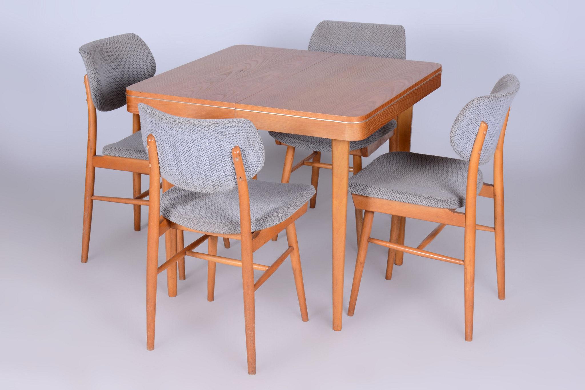 Mesa plegable original de mediados de siglo, de JITONA Sobeslav, roble, checa, años 50 en venta 9