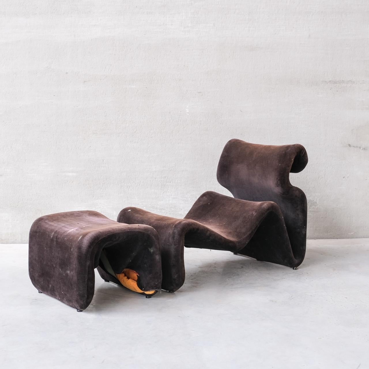Chaise longue originale du milieu du siècle dernier de Jans Ekselius « Etcetera » avec repose-pieds 2