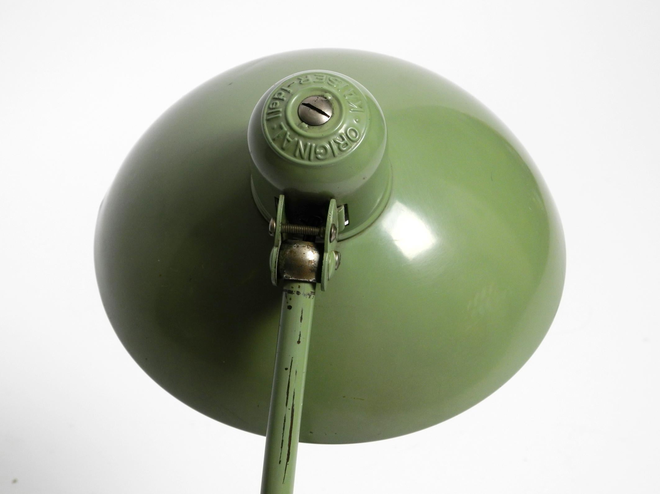 Original Mid Century Kaiser Idell metal table lamp in rare industrial green 4