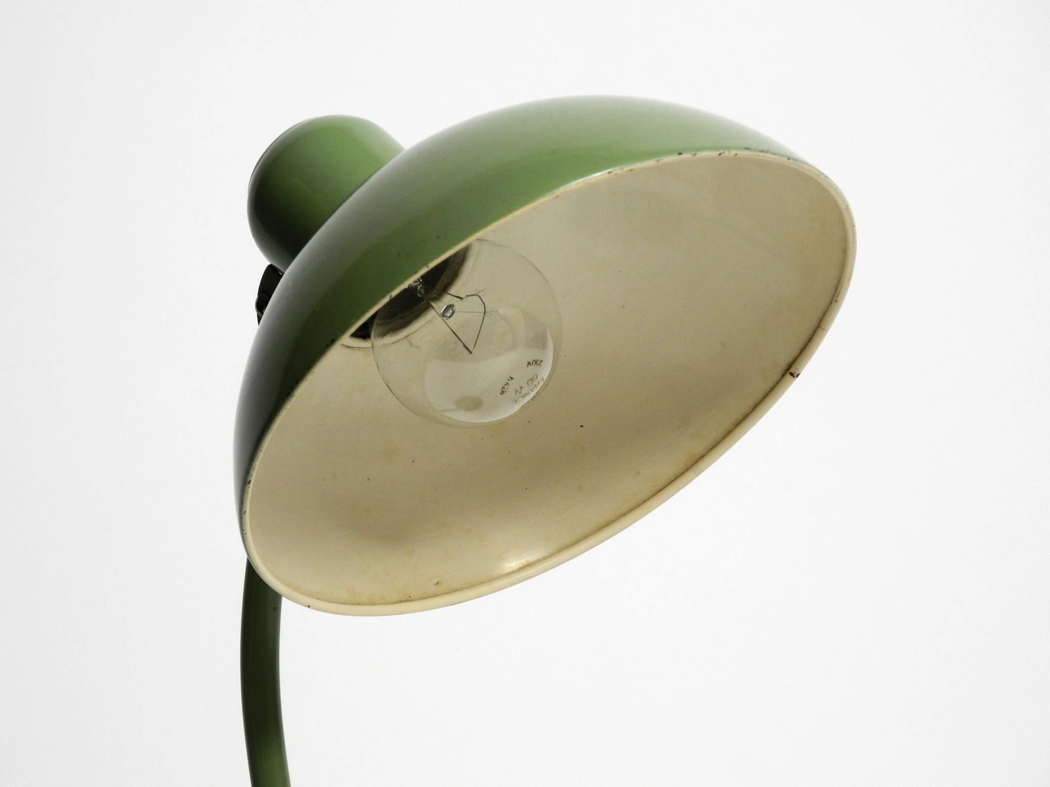 Original Mid Century Kaiser Idell metal table lamp in rare industrial green 5