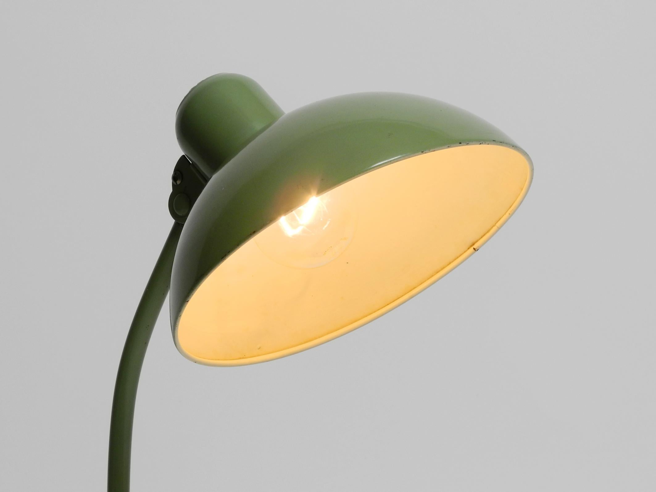 Original Mid Century Kaiser Idell metal table lamp in rare industrial green 6