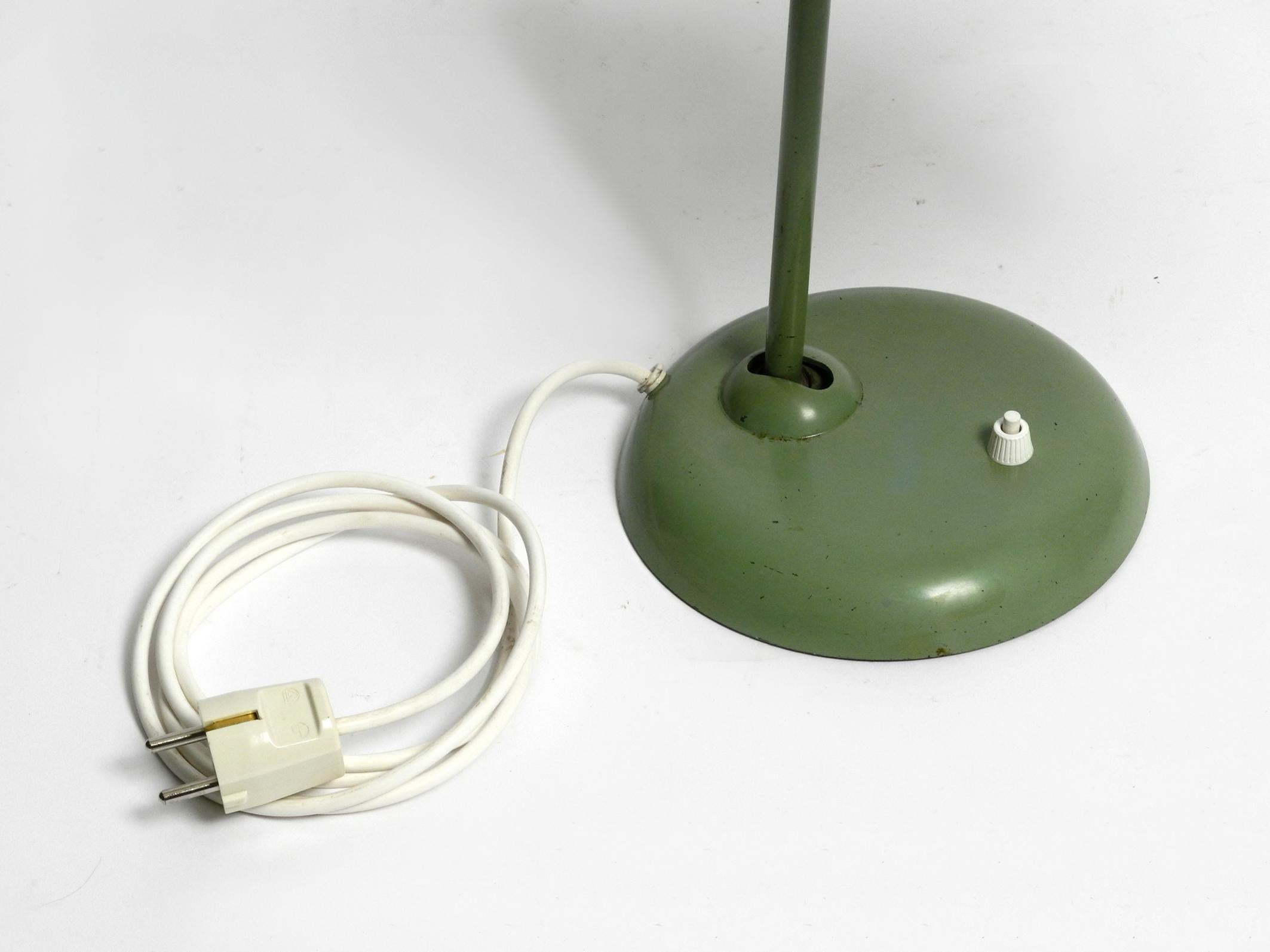 Original Mid Century Kaiser Idell metal table lamp in rare industrial green 7