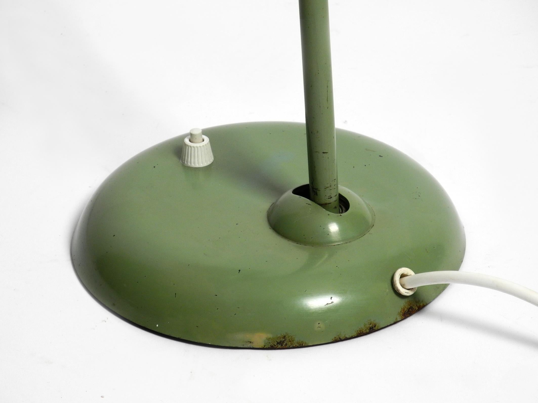 Original Mid Century Kaiser Idell metal table lamp in rare industrial green 9