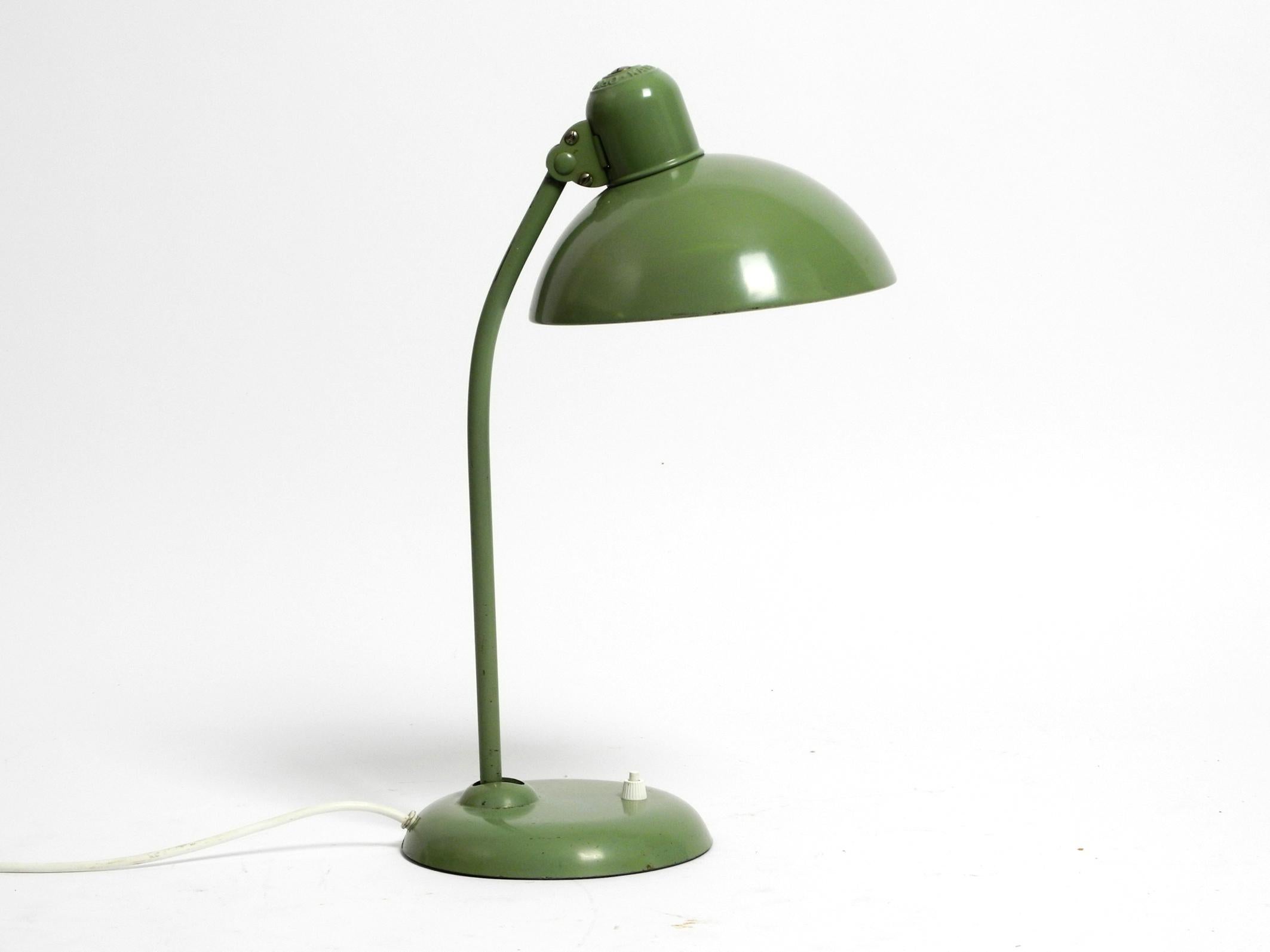 Mid-Century Modern Original Mid Century Kaiser Idell metal table lamp in rare industrial green