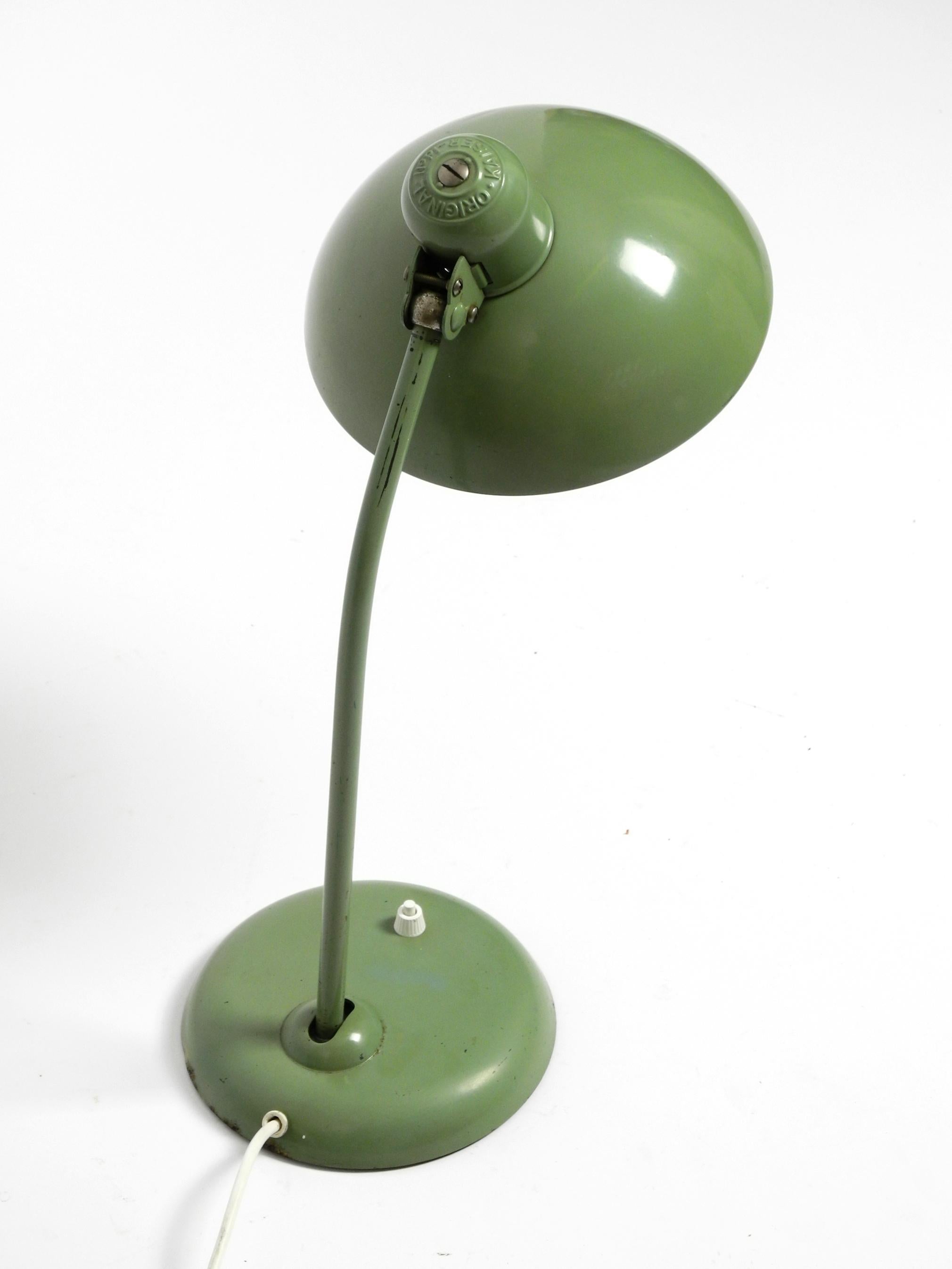 Mid-20th Century Original Mid Century Kaiser Idell metal table lamp in rare industrial green