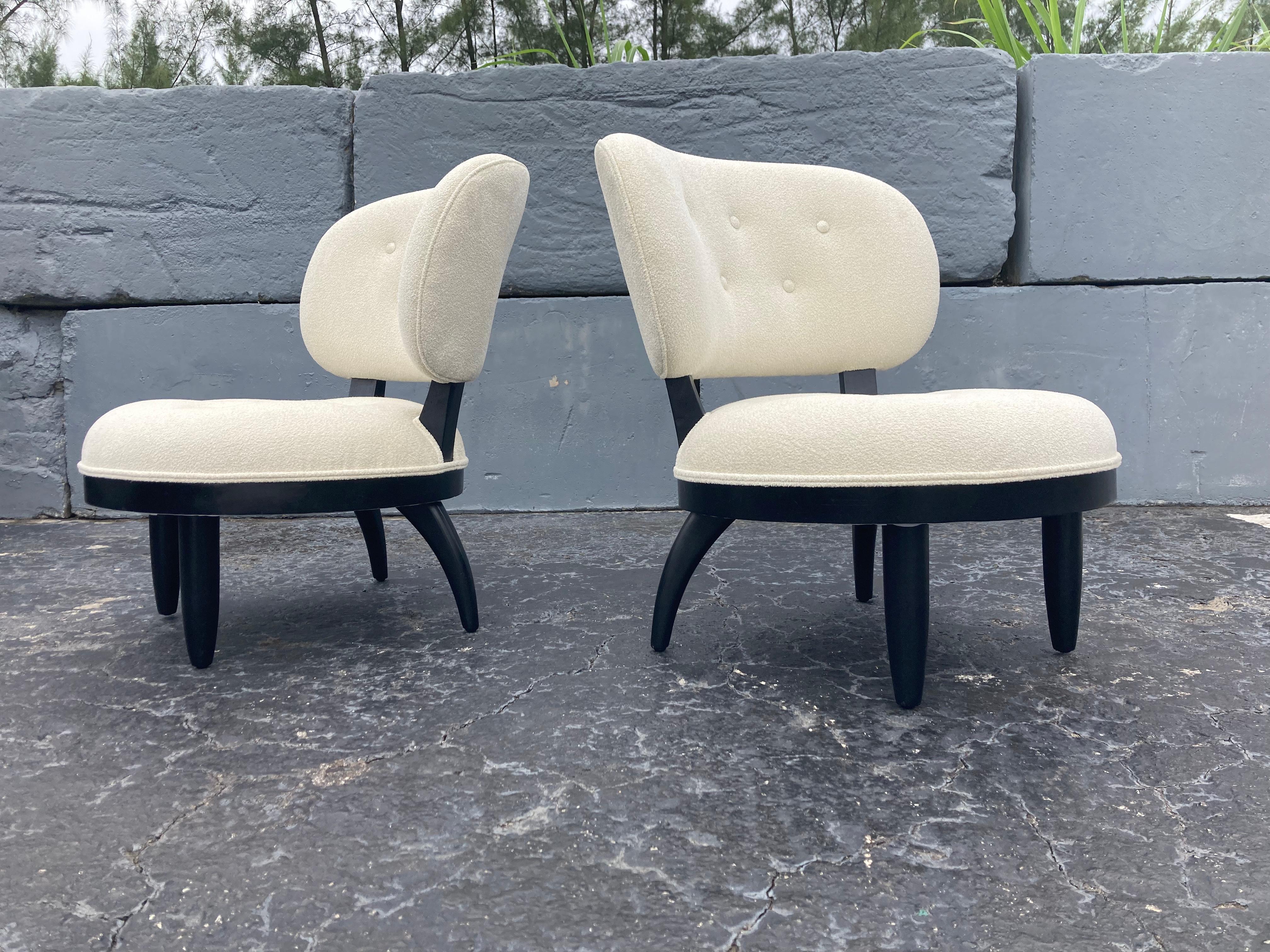 Original Mid Century Lounge Chairs, USA 1950s, Boucle Fabric 1