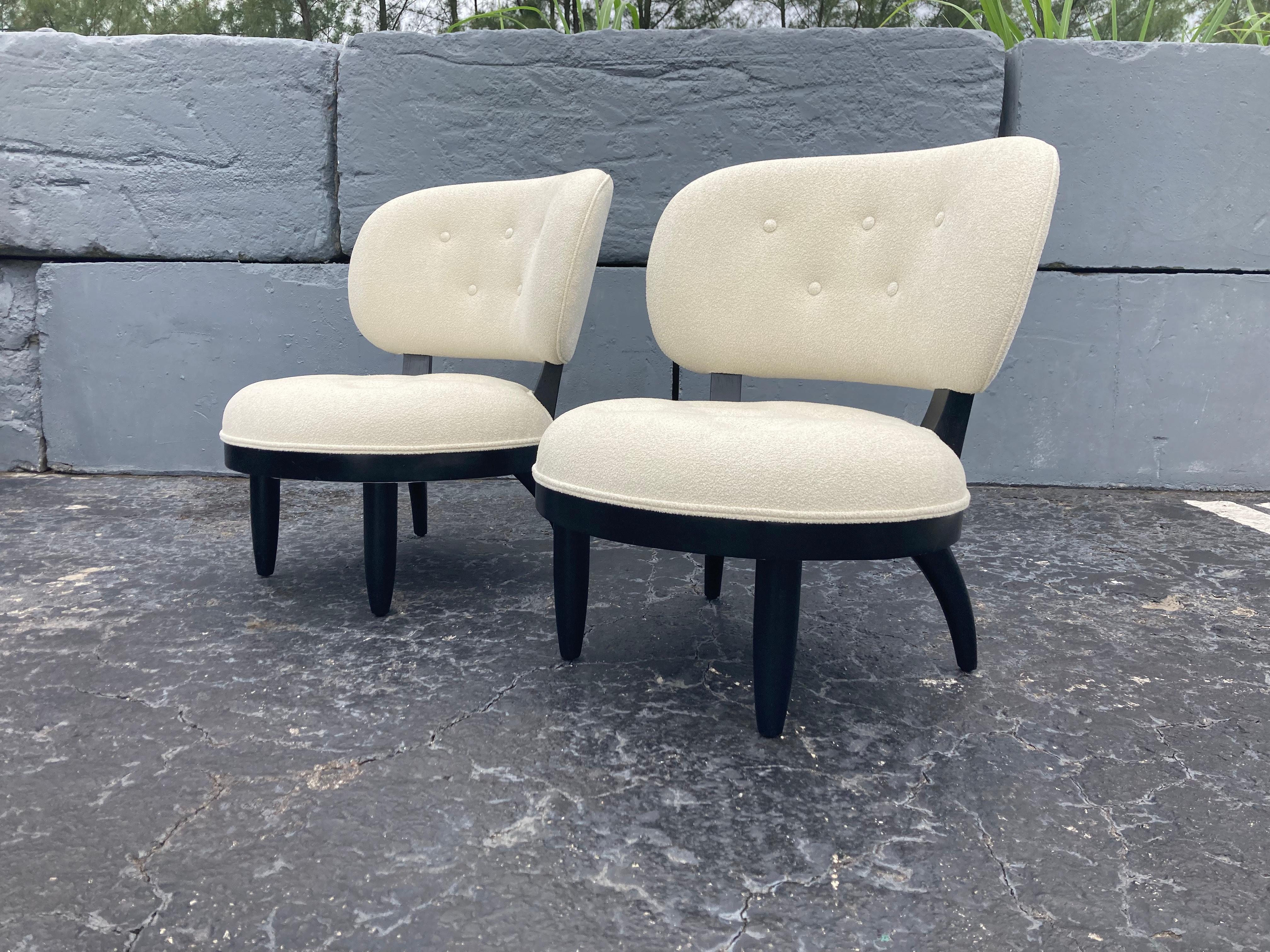 Original Mid Century Lounge Chairs, USA 1950s, Boucle Fabric 2