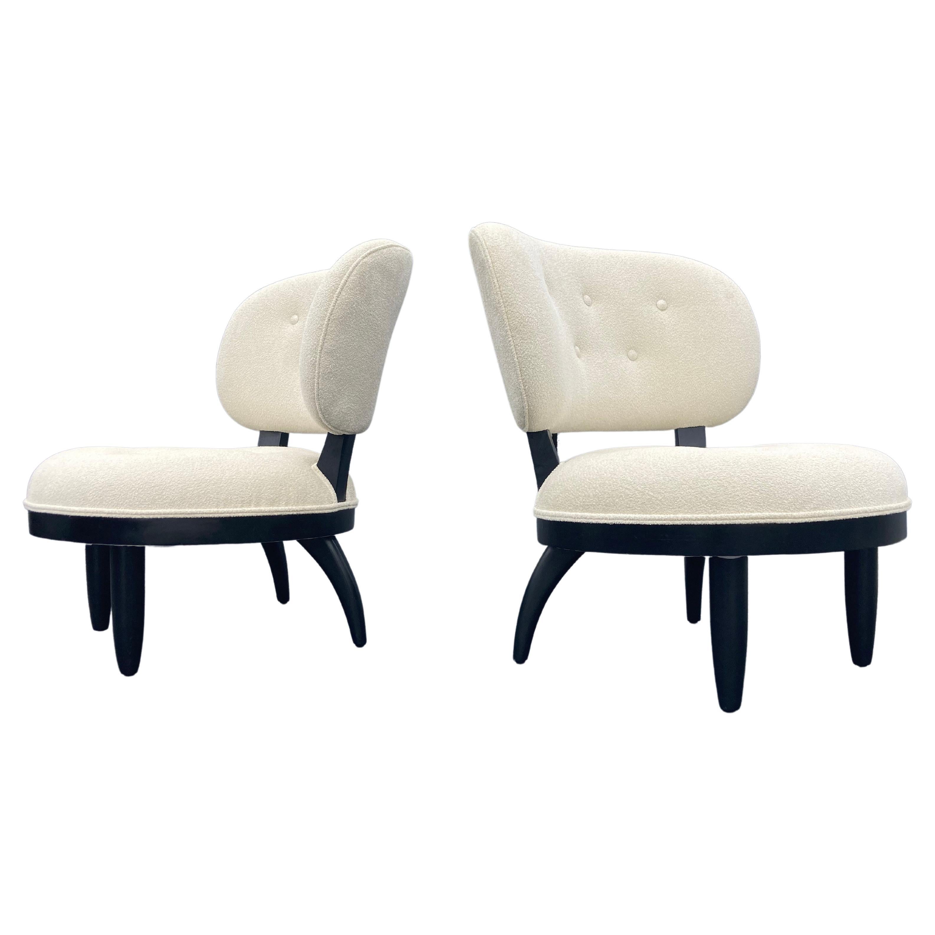 Original Mid Century Lounge Chairs, USA 1950s, Boucle Fabric