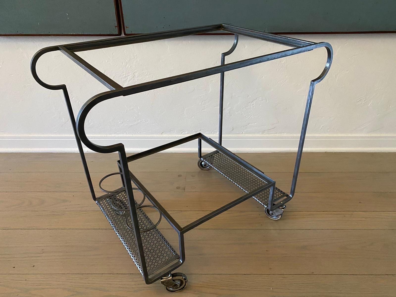 Original Mid-Century Mathieu Matégot Perforated Metal & Brass Bar Cart/Trolley 4